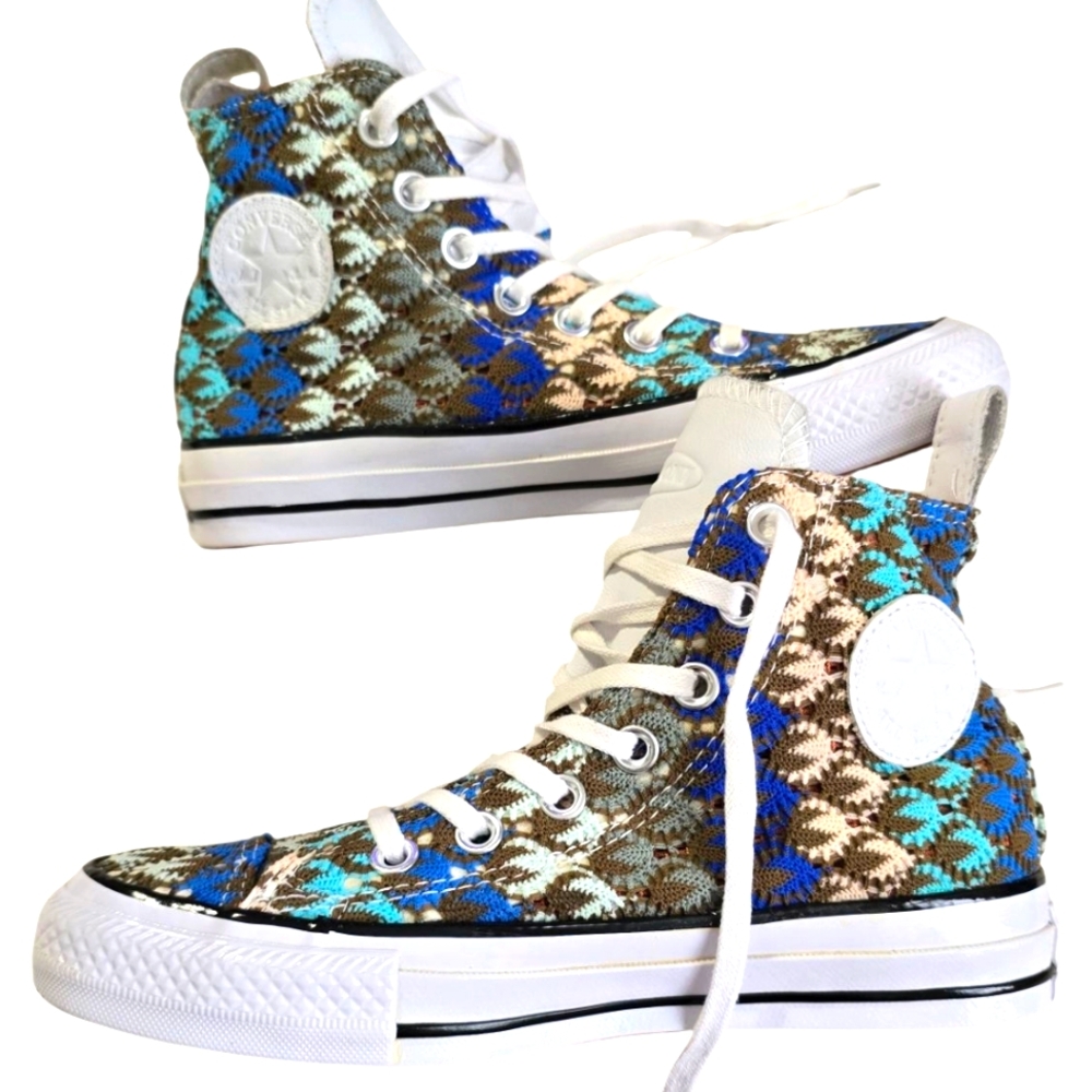 Converse Blue and White High-Top Sneakers